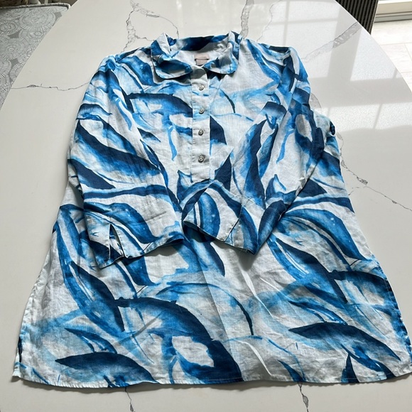 Chico’s Linen Tunic Length Blouse - Picture 5 of 9